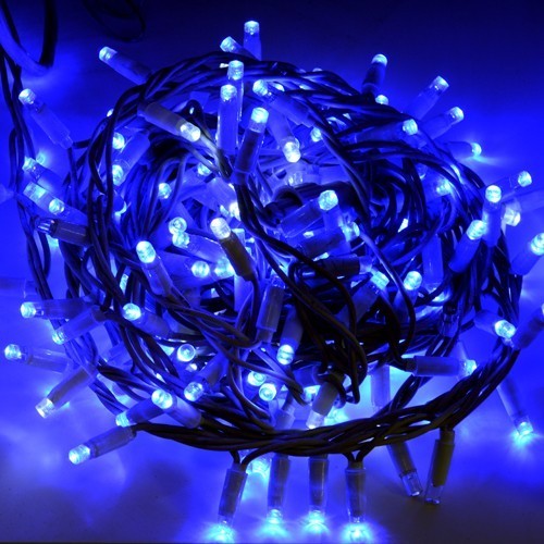 Catena LED Blu con Flashing 10m 120LED Cavo Bianco IP44 - Luminariaitalia