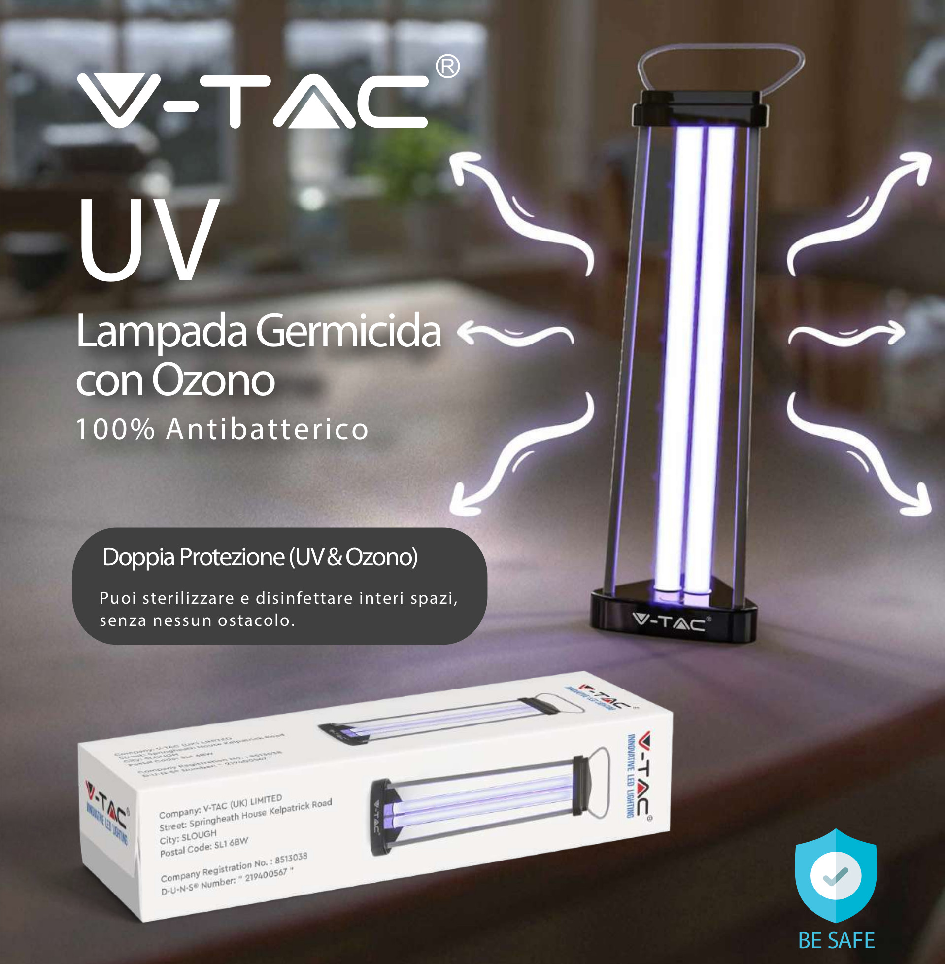 Lampada Germicida Uv 38w Con Ozono Luminariaitalia 1150